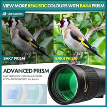 Load image into Gallery viewer, Aurosports 10-30x40 Zoom Monocular for Adults, Monocular Telescope High Power with Bak4 Prism, Compact Monoculars for Bird Watching Traveling Hunting Camping - Gift for Men, Black_1993
