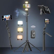 Load image into Gallery viewer, Auto Face Tracking Selfie Stick Tripod for iPhone with Light,360 Rotation That Follows Your Movement,63" Phone Camera Tripod Stand with Remote for Content Creator Vlog Live Stream Video Recording_1
