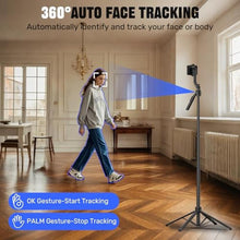 Load image into Gallery viewer, Auto Face Tracking Selfie Stick Tripod for iPhone with Light,360 Rotation That Follows Your Movement,63" Phone Camera Tripod Stand with Remote for Content Creator Vlog Live Stream Video Recording_2895
