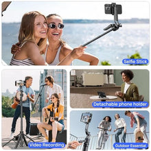 Load image into Gallery viewer, Auto Face Tracking Selfie Stick Tripod for iPhone with Light,360 Rotation That Follows Your Movement,63" Phone Camera Tripod Stand with Remote for Content Creator Vlog Live Stream Video Recording_2897
