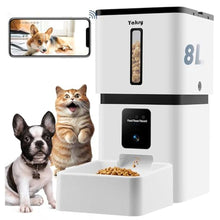 Load image into Gallery viewer, Automatic Cat Feeders Camera 5G: WiFi Easy to Clean Timed Smart Dog Food Dispenser 2-Way Audio Memory Function Pet Feeder HD 1080P Video Record APP Control Dry Food Clear Night Vision Yakry, White_1
