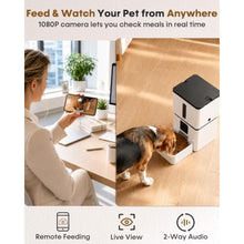 Load image into Gallery viewer, Automatic Cat Feeders Camera 5G: WiFi Easy to Clean Timed Smart Dog Food Dispenser 2-Way Audio Memory Function Pet Feeder HD 1080P Video Record APP Control Dry Food Clear Night Vision Yakry, White_8952
