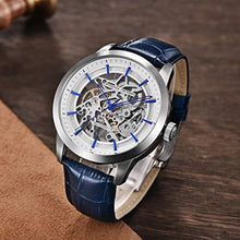 Load image into Gallery viewer, Automatic Mens Watches Skeleton Mechanical Wrist Watch for Men Waterproof Genuine Leather Watchband Luxury Self-Winding Stainless Steel Analog Watch for Men Collection PAGANI DESIGN (blue silver 1638)_8614
