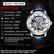 Load image into Gallery viewer, Automatic Mens Watches Skeleton Mechanical Wrist Watch for Men Waterproof Genuine Leather Watchband Luxury Self-Winding Stainless Steel Analog Watch for Men Collection PAGANI DESIGN (blue silver 1638)_8615

