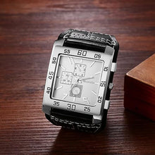 Load image into Gallery viewer, Avaner Men's Leather Square Watches: Steampunk Oversize Large Dial Big Face Wide Band Wrist Watch_1340
