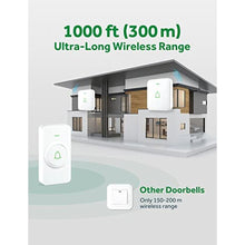 Load image into Gallery viewer, AVANTEK Wireless Doorbell, Battery-Powered &amp; Portable, 1000 ft Range, White, BatteryPoweredWhite_312
