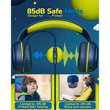 Load image into Gallery viewer, awatrue Kids Headphones for School Travel, 85/94dB Safe Volume Limit, 3.5mm Jack, HD Mic, Portable Wired Headphone with Shareport, Stereo Sound On-Ear Headphones for Toddler Kids Girls Boys Bluegreen_4941
