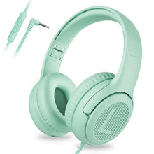 Load image into Gallery viewer, awatrue Kids Headphones for School Travel, 85/94dB Safe Volume Limit, 3.5mm Jack, HD Mic, Portable Wired Headphone with Shareport, Stereo Sound On-Ear Headphones for Toddler Kids Girls Boys Green_1
