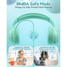 Load image into Gallery viewer, awatrue Kids Headphones for School Travel, 85/94dB Safe Volume Limit, 3.5mm Jack, HD Mic, Portable Wired Headphone with Shareport, Stereo Sound On-Ear Headphones for Toddler Kids Girls Boys Green_4640

