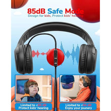 Load image into Gallery viewer, awatrue Kids Headphones for School Travel, 85/94dB Safe Volume Limit, 3.5mm Jack, HD Mic, Portable Wired Headphone with Shareport, Stereo Sound On-Ear Headphones for Toddler Kids Girls Boys Black_6380
