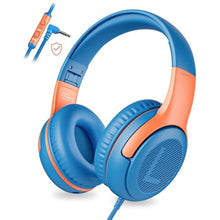 Load image into Gallery viewer, awatrue Kids Headphones Wired - Toddler Headphones with Microphone, Over-Ear Headphones, 85/94dB Volume-Limiting, 3.5mm Jack, Foldable On-Ear Design - Safe &amp; Comfortable for Learning &amp; Entertainment, BlueOrange_1
