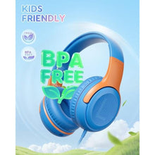 Load image into Gallery viewer, awatrue Kids Headphones Wired - Toddler Headphones with Microphone, Over-Ear Headphones, 85/94dB Volume-Limiting, 3.5mm Jack, Foldable On-Ear Design - Safe &amp; Comfortable for Learning &amp; Entertainment, BlueOrange_4626

