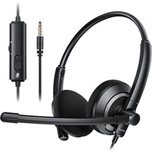Load image into Gallery viewer, awatrue Wired Headset with Microphone for PC Laptop - 3.5mm Jack On Ear Headphones with Noise Cancelling Microphone for Boom Skype Webinars, in-line Control,Comfortable, Black_1
