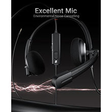 Load image into Gallery viewer, awatrue Wired Headset with Microphone for PC Laptop - 3.5mm Jack On Ear Headphones with Noise Cancelling Microphone for Boom Skype Webinars, in-line Control,Comfortable, Black_4674
