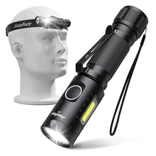 Load image into Gallery viewer, axefury Flashlight,Magnetic LED Flashlight,EDC Handheld Flashlight with Removable Headband,6 Modes,Dual Fuel, A5 for Camping, Emergency(Not Included Battery) Gift, AwHeadband_1
