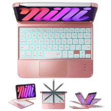Load image into Gallery viewer, BABG Keyboard Case for iPad Mini 7 (A17 Pro, 2024) &amp; Mini 6 (8.3 Inch) - 360 Rotatable &amp; 180 Flip Stand with Multi-Touch Trackpad, 7-Color Backlit Wireless Keyboard Cover, Rechargeable Battery, Pink_1
