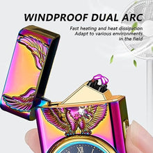 Load image into Gallery viewer, BABOBIU Electric Lighter Windproof Rechargeable USB Lighter with Clock Dial &amp; Eagle Design Flameless Plasma for Camping Home Office, for Men Husband Boyfriend (Colorful)_1312
