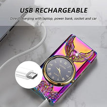 Load image into Gallery viewer, BABOBIU Electric Lighter Windproof Rechargeable USB Lighter with Clock Dial &amp; Eagle Design Flameless Plasma for Camping Home Office, for Men Husband Boyfriend (Colorful)_1313

