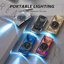 Load image into Gallery viewer, BABOBIU Electric Lighter Windproof Rechargeable USB Lighter with Clock Dial &amp; Eagle Design Flameless Plasma for Camping Home Office, for Men Husband Boyfriend (Colorful)_1315
