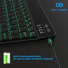 Load image into Gallery viewer, Backlit Bluetooth Keyboard Small Portable Wireless Keyboard Rechargeable Illuminated for Android Samsung Tablet Cell Phone Smartphone iPad A16 11th 10th Generation iPad Pro Air Mini iPhone (Black)_7086
