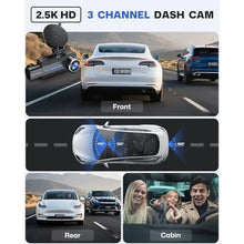 Load image into Gallery viewer, BAEASU Dash Cam Front and Rear 2.5K/1440P, 3 Channel Dash Camera for Cars Dash Cam Front Rear and Inside with 32GB Card, 3.16" IPS Screen, G-Sensor, Loop Recording, Night Vision, Parking Mode, Blue_2000
