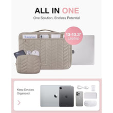 Load image into Gallery viewer, BAGSMART Laptop Case with Handle, Puffy Padded Laptop Bag Sleeve for Women, Portable MacBook Air/Pro Computer Case, 13-14 inch, Warm Gray, WarmGray_1584
