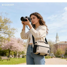 Load image into Gallery viewer, BAGSMART Small Camera Sling Bag for Photographers, Compact Camera Shoulder Bags for DSLR/SLR/Mirrorless Cameras, Waterproof Crossbody Camera Case with Tripod Holder, Ivory White, IvoryWhite_7718
