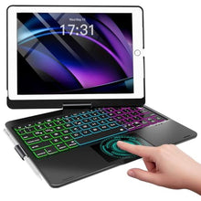 Load image into Gallery viewer, Baisla iPad 9th Generation Case with Keyboard 10.2" (2021), 360 Rotatable with Trackpad &amp; Rainbow Backlit, iPad Keyboard case for 9th/8th/7th, iPad Air 3, iPad Pro 10.5 (Black)_1
