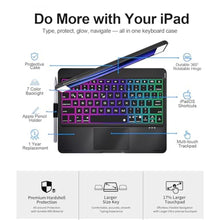 Load image into Gallery viewer, Baisla iPad 9th Generation Case with Keyboard 10.2" (2021), 360 Rotatable with Trackpad &amp; Rainbow Backlit, iPad Keyboard case for 9th/8th/7th, iPad Air 3, iPad Pro 10.5 (Black)_1298

