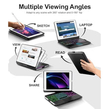 Load image into Gallery viewer, Baisla iPad 9th Generation Case with Keyboard 10.2" (2021), 360 Rotatable with Trackpad &amp; Rainbow Backlit, iPad Keyboard case for 9th/8th/7th, iPad Air 3, iPad Pro 10.5 (Black)_1300
