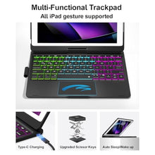 Load image into Gallery viewer, Baisla iPad 9th Generation Case with Keyboard 10.2" (2021), 360 Rotatable with Trackpad &amp; Rainbow Backlit, iPad Keyboard case for 9th/8th/7th, iPad Air 3, iPad Pro 10.5 (Black)_1301
