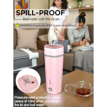 Load image into Gallery viewer, balbali Travel Kettle - 12oz Portable Electric Kettle for Boiling Water - Self Heating Cup/Thermos - Single Size Personal Tea Maker -Hot Water Boiler/Heater/Warmer - Pink_6994
