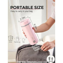 Load image into Gallery viewer, balbali Travel Kettle - 12oz Portable Electric Kettle for Boiling Water - Self Heating Cup/Thermos - Single Size Personal Tea Maker -Hot Water Boiler/Heater/Warmer - Pink_6995
