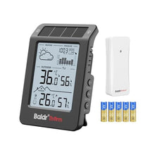 Load image into Gallery viewer, BaldrTherm Outdoor Indoor Thermometer Wireless Weather Station, Dual-Zone Childroom Temp Humidity Monitor, Auto Smart Backlight,Temp/Humidity/Barometric Trend Visualization, Black&amp;White, BlackWhite_1
