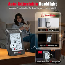 Load image into Gallery viewer, BaldrTherm Outdoor Indoor Thermometer Wireless Weather Station, Dual-Zone Childroom Temp Humidity Monitor, Auto Smart Backlight,Temp/Humidity/Barometric Trend Visualization, Black&amp;White, BlackWhite_163
