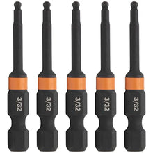 Load image into Gallery viewer, Ball-End Hex 3/32" Impact Driver Bit - Railer Allen Wrench Drill Hex Bits. 1/4 Quick Release S2 Steel 2 inch 3/32" Ball-End Hex Bits. (5 Pack)_1
