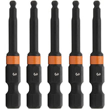 Load image into Gallery viewer, Ball-End Hex 3mm Impact Driver Bit - Railer Allen Wrench Drill Hex Bits. 1/4 Quick Release S2 Steel 2 inch 3mm Ball-End Hex Bits. (5 Pack)_1

