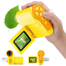 Load image into Gallery viewer, Barchrons 1000X Microscope for Kids 8-12, 4K HD Screen with 6 LED Lights, Portable Microscope for Outdoor STEM Learning, Rechargeable Science Kit, Birthday Easter Gifts for Kids, Yellow_1
