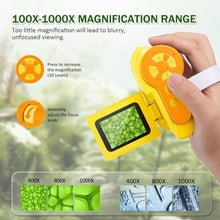 Load image into Gallery viewer, Barchrons 1000X Microscope for Kids 8-12, 4K HD Screen with 6 LED Lights, Portable Microscope for Outdoor STEM Learning, Rechargeable Science Kit, Birthday Easter Gifts for Kids, Yellow_8335
