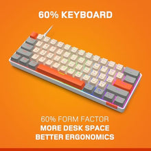 Load image into Gallery viewer, BASEKAMP EVO Compact 61 Mechanical Gaming Keyboard - Rainbow Lighting Effect - Retro Style, GreyOffWhite_5732
