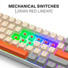Load image into Gallery viewer, BASEKAMP EVO Compact 61 Mechanical Gaming Keyboard - Rainbow Lighting Effect - Retro Style, GreyOffWhite_5733
