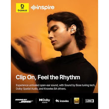 Load image into Gallery viewer, Baseus Inspire XC1 Open Ear Clip-On Earbuds, Sound by Bose, Dolby Audio, Adaptive Tunning Sound, Hybrid 2-Way Driver, Zero-Sense Air Cushion, 4-Mic Adaptive Clear Calls, IP66 Waterproof, 40H Playtime, StarlightOffWhite_1999
