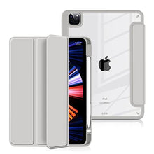 Load image into Gallery viewer, Batianda Hybrid Case for iPad Pro 12.9-inch 2022 M2 2021 5th / iPad Pro 12.9" 4th/3rd Gen [Built-in Pencil Holder] Shockproof Cover with Clear Back Shell TPU Bumper, Grey_1
