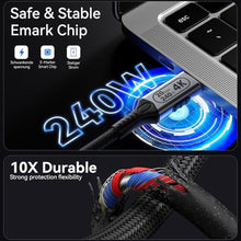 Load image into Gallery viewer, BAWIOFIAU 10ft USB-C to USB-C Cable, 20Gbps Data Transfer, 4K@60Hz Video, 240W Fast Charge, Compatible with Laptops, Tablets, Smartphones, and Computers_1983
