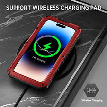 Load image into Gallery viewer, Beasyjoy Waterproof Case for iPhone 14 Pro, Metal Full Body Sealed Phone Case with Built-in Screen Protector, Military Grade Heavy Duty Defender Armor Shockproof Rugged Case 6.1 Inch, Red_8120
