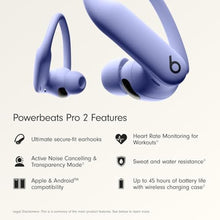 Load image into Gallery viewer, Beats Powerbeats Pro 2 - Wireless Noise Cancelling Workout Earbuds with Secure- Fit Earhooks, Up to 45-Hour Battery with Charging Case, Sweat &amp; Water Resistant, Heart Rate Monitoring - Hyper Purple, HyperPurple_7256
