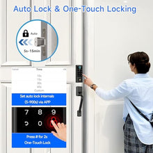 Load image into Gallery viewer, BEBASIA Heavy Duty Fingerprint Smart Door Lock for Front Door, APP Control Front Door Lock Sets, Auto Lock, Anti-Peeping Touchscreen Digital Keypad, Electronic Keyless Entry Deadbolt, Black_5333
