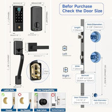 Load image into Gallery viewer, BEBASIA Heavy Duty Fingerprint Smart Door Lock for Front Door, APP Control Front Door Lock Sets, Auto Lock, Anti-Peeping Touchscreen Digital Keypad, Electronic Keyless Entry Deadbolt, Black_5335
