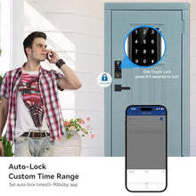 Load image into Gallery viewer, BEBASIA Smart Fingerprint Door Lock with Handle Set, Full App Control, Electronic Digital Touchscreen Keypad, Deadbolt Smart Locks for Front Door, Auto Lock, Black_5350
