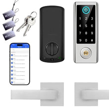 Load image into Gallery viewer, BEBASIA Smart Fingerprint Door Lock with Handle Set, Full App Control, Electronic Digital Touchscreen Keypad, Deadbolt Smart Locks for Front Door, Auto Lock, Satin Nickel, SatinNickel_1

